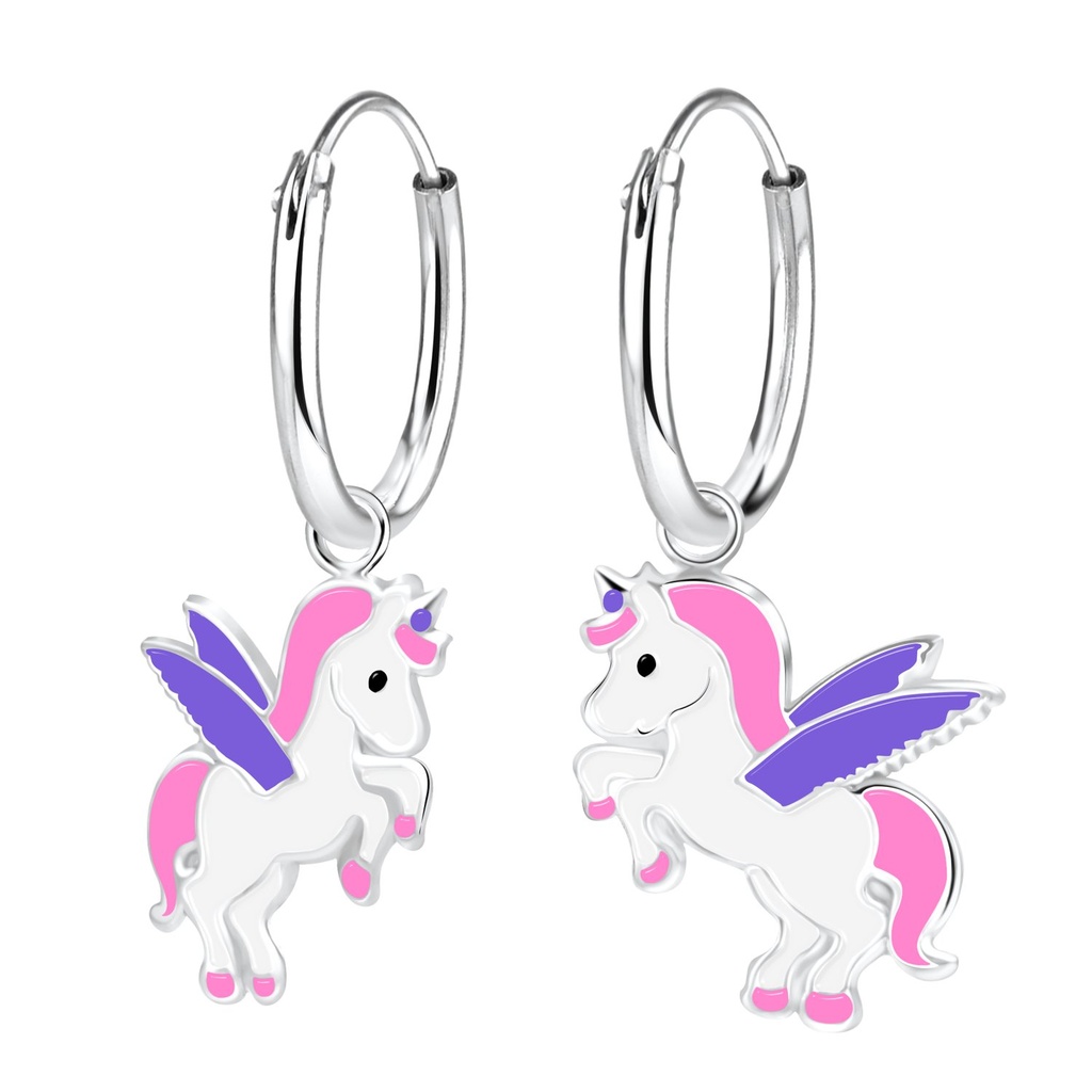 Créoles breloque licorne en argent