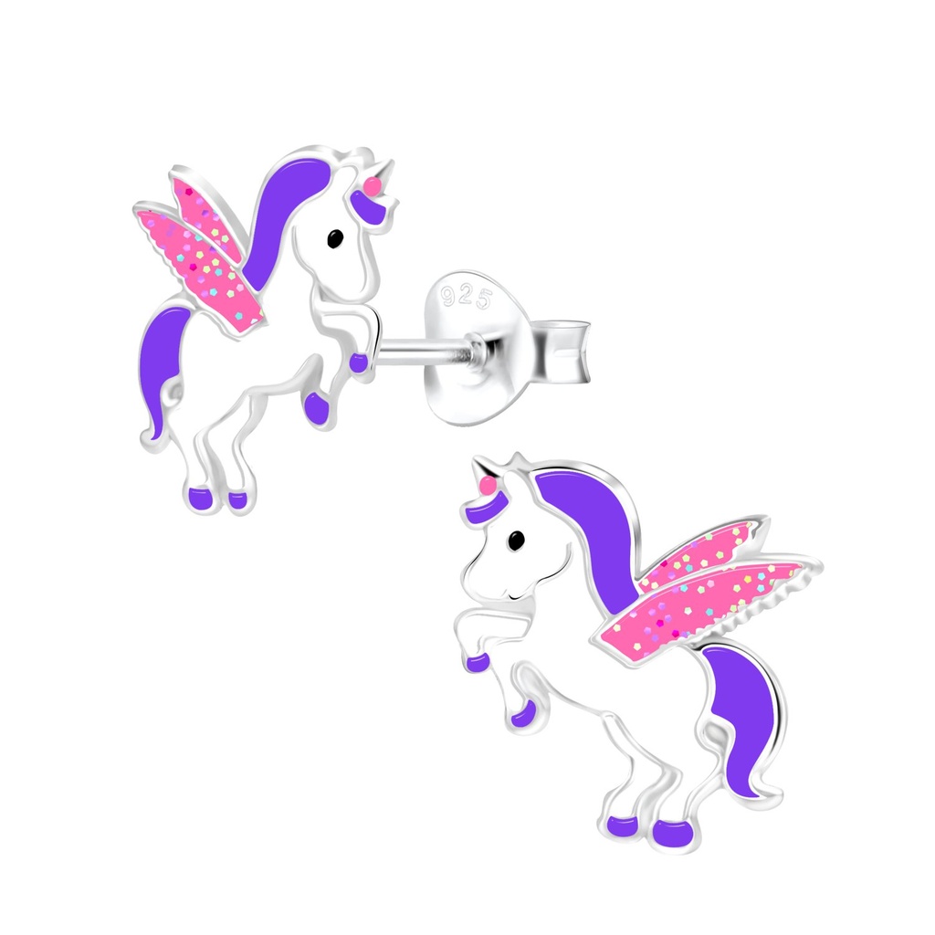 Silver Unicorn Stud Earrings