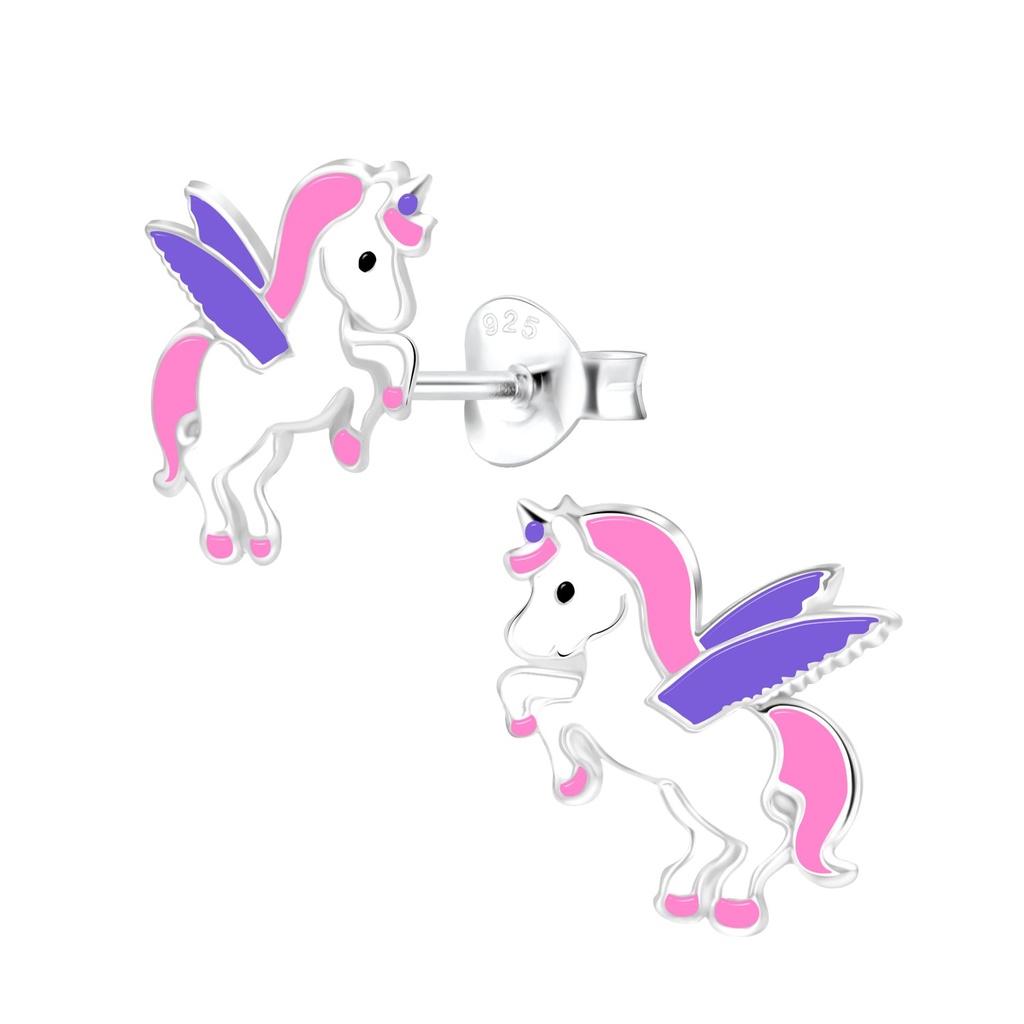 Silver Unicorn Stud Earrings