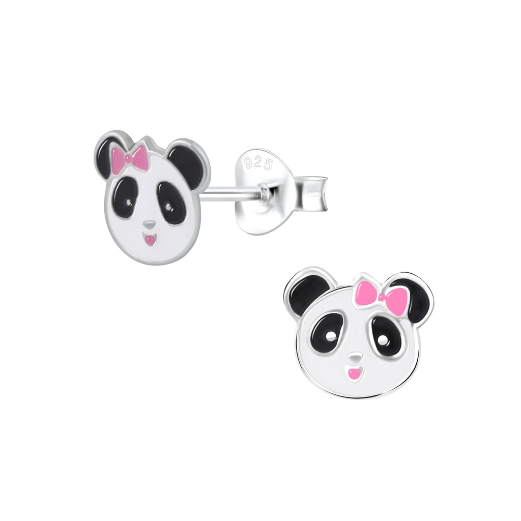 [10001158] Silver Panda Stud Earrings