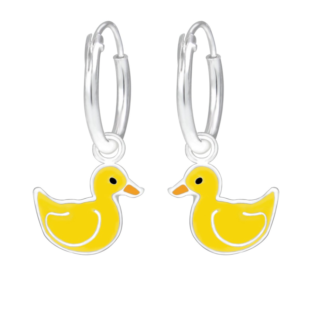Créoles breloque canard en argent