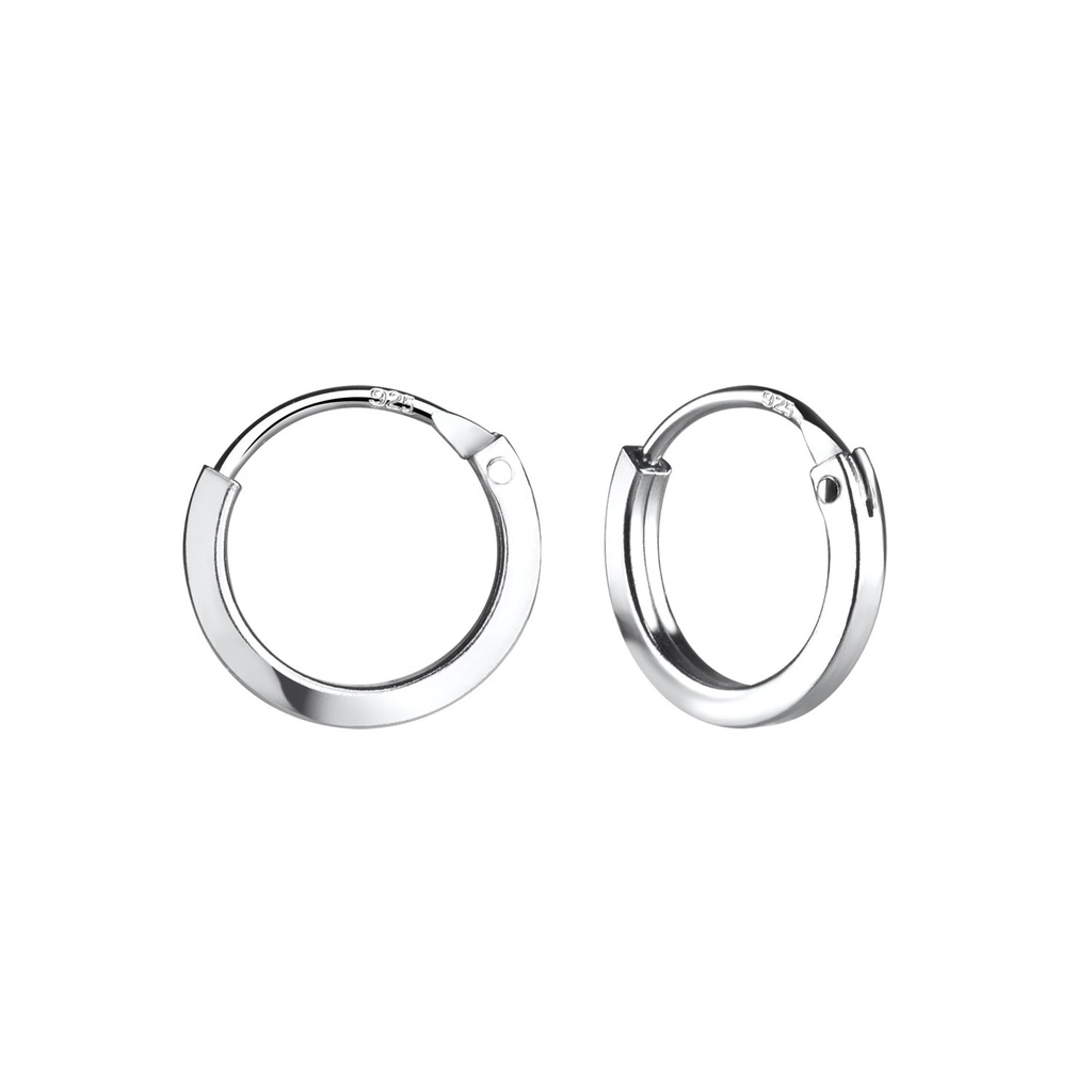 [10001152] 12mm Silver Square Tube Hoop Earrings