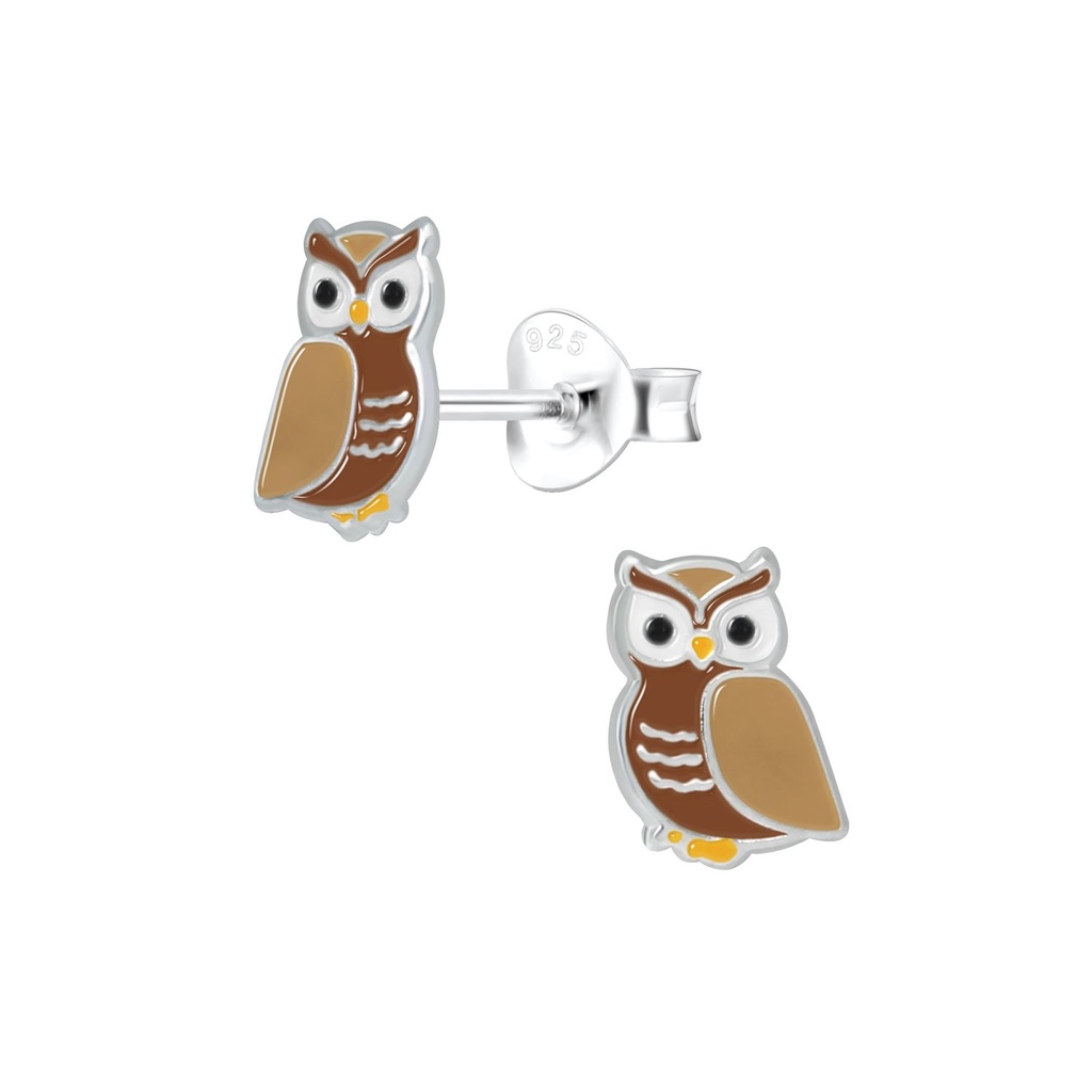 Silver Owl Stud Earrings
