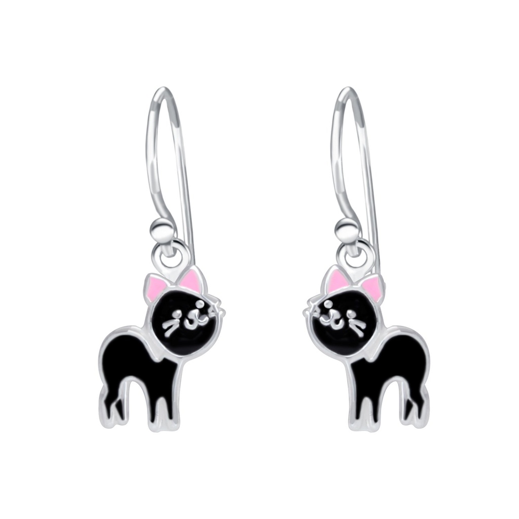 Boucles d'oreilles chat en argent