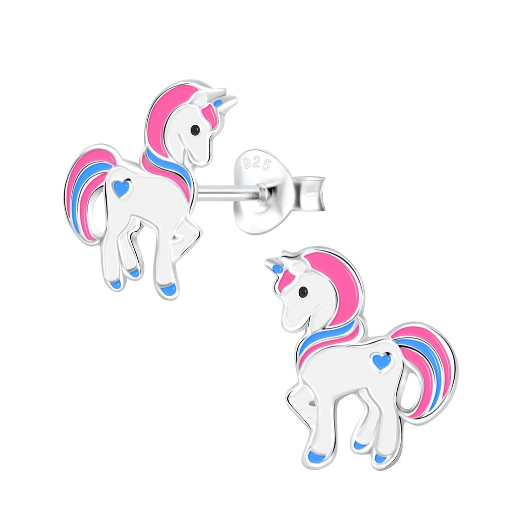 Silver Unicorn Stud Earrings