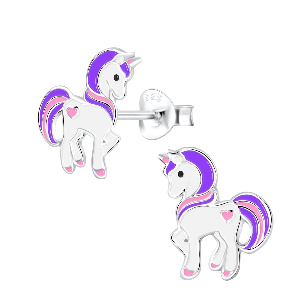 Silver Unicorn Stud Earrings