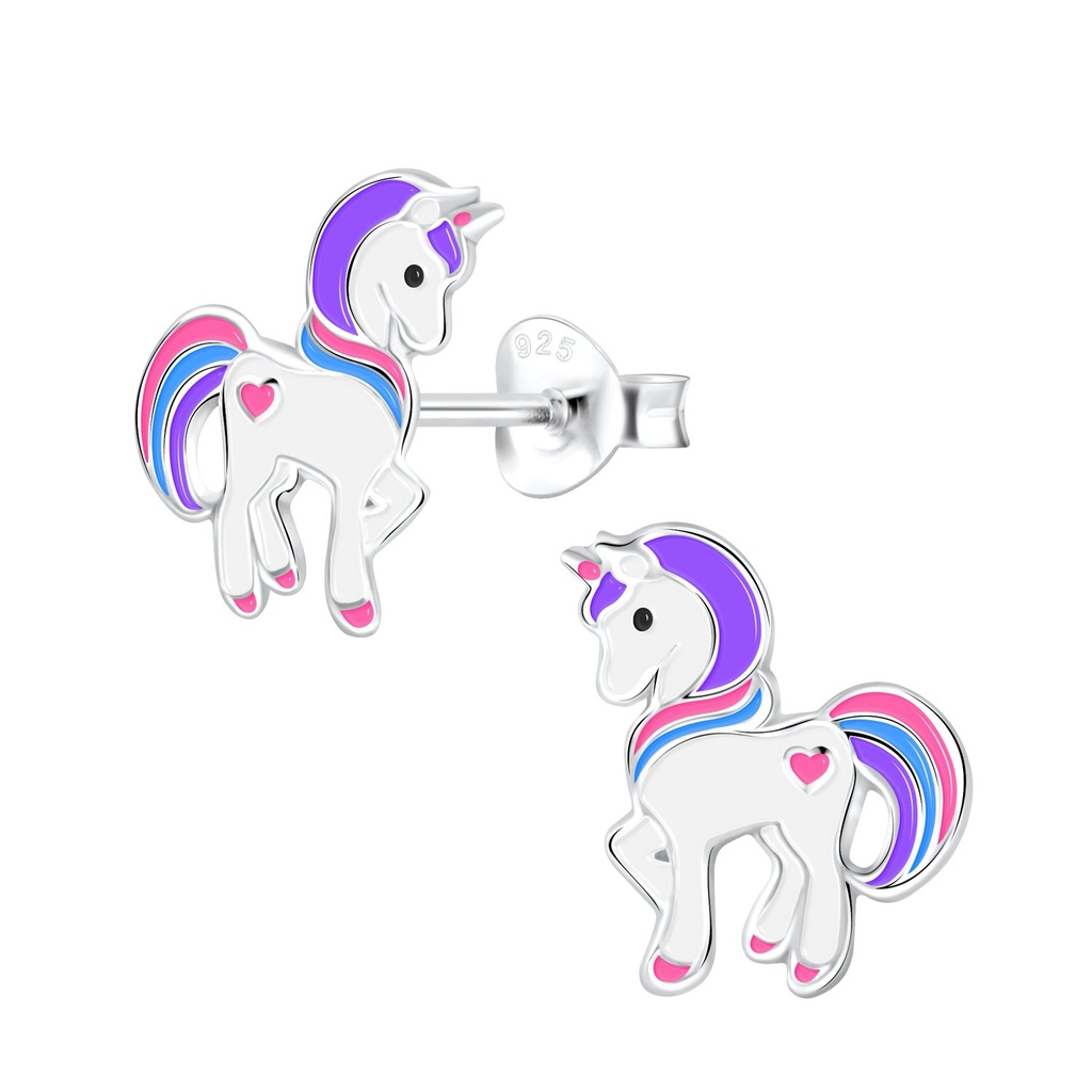 Silver Unicorn Stud Earrings