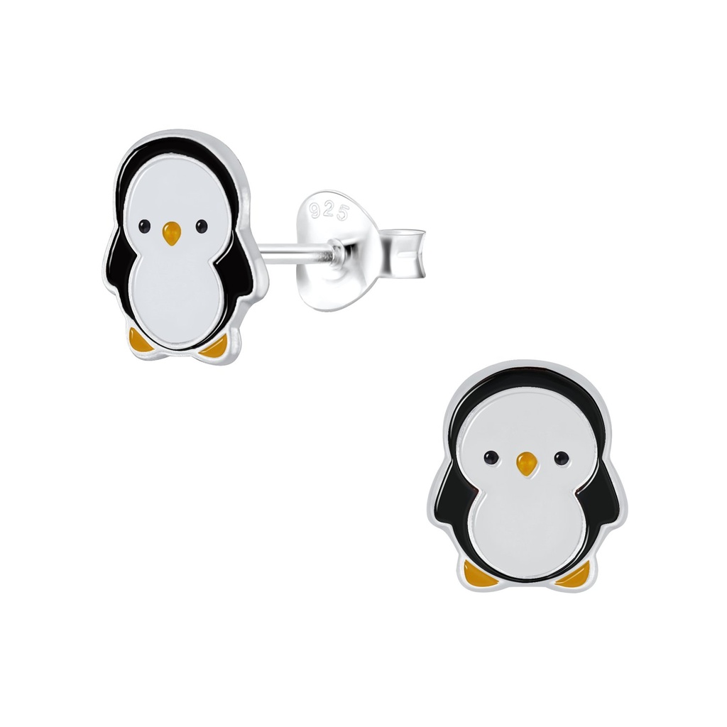 Puces d'oreilles pingouin en argent
