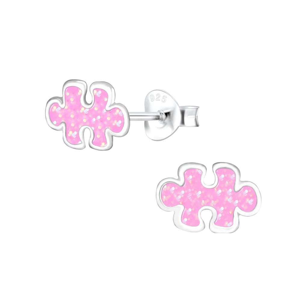 [10001127] Silver Puzzle Stud Earrings