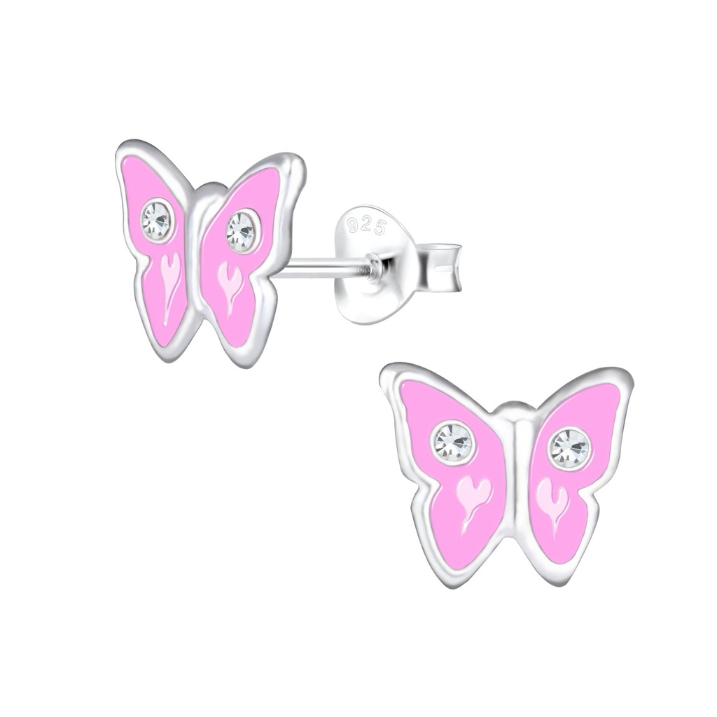 [10001126] Puces d'oreilles papillon en argent cristal