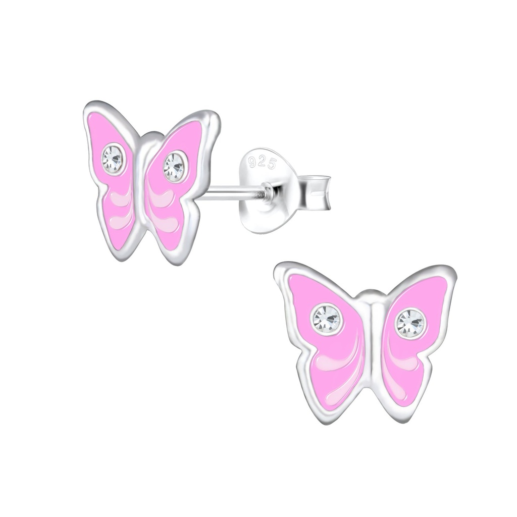 [10001125] Puces d'oreilles papillon en argent cristal