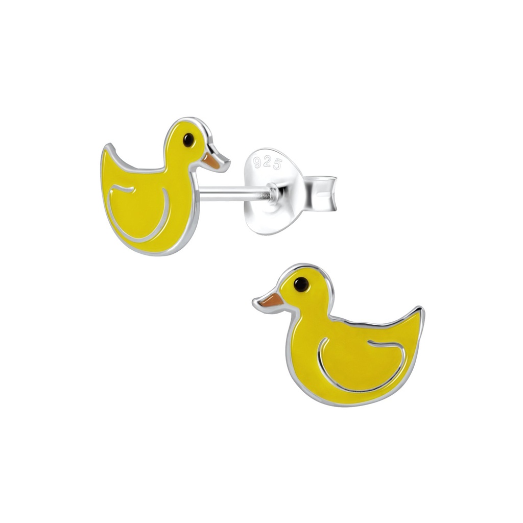 Silver Duck Stud Earrings