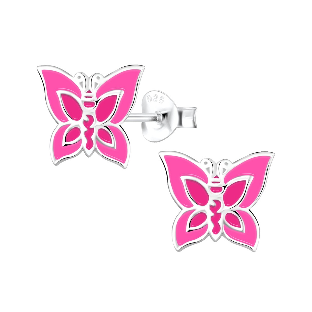 Puces d'oreilles papillon en argent