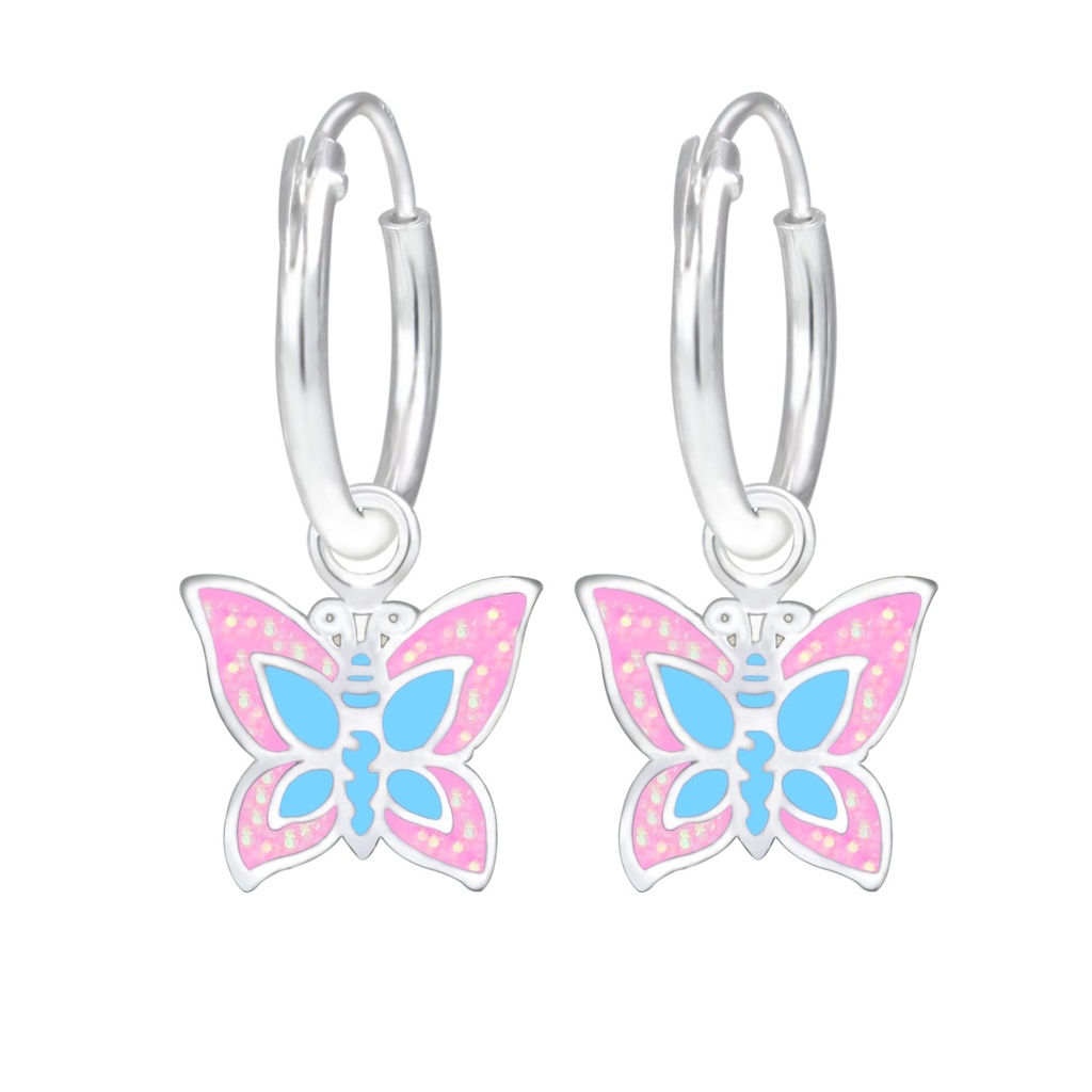 [10001112] Créoles breloque papillon en argent