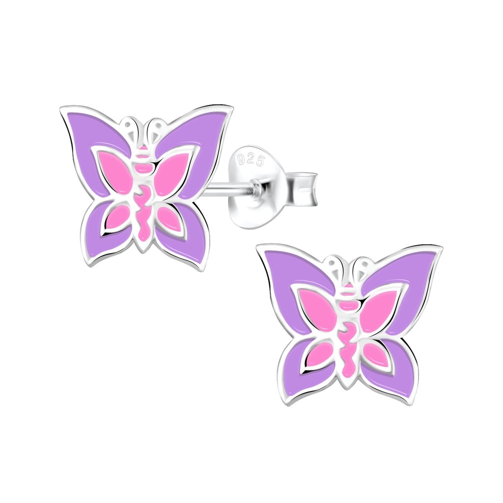 Puces d'oreilles papillon en argent