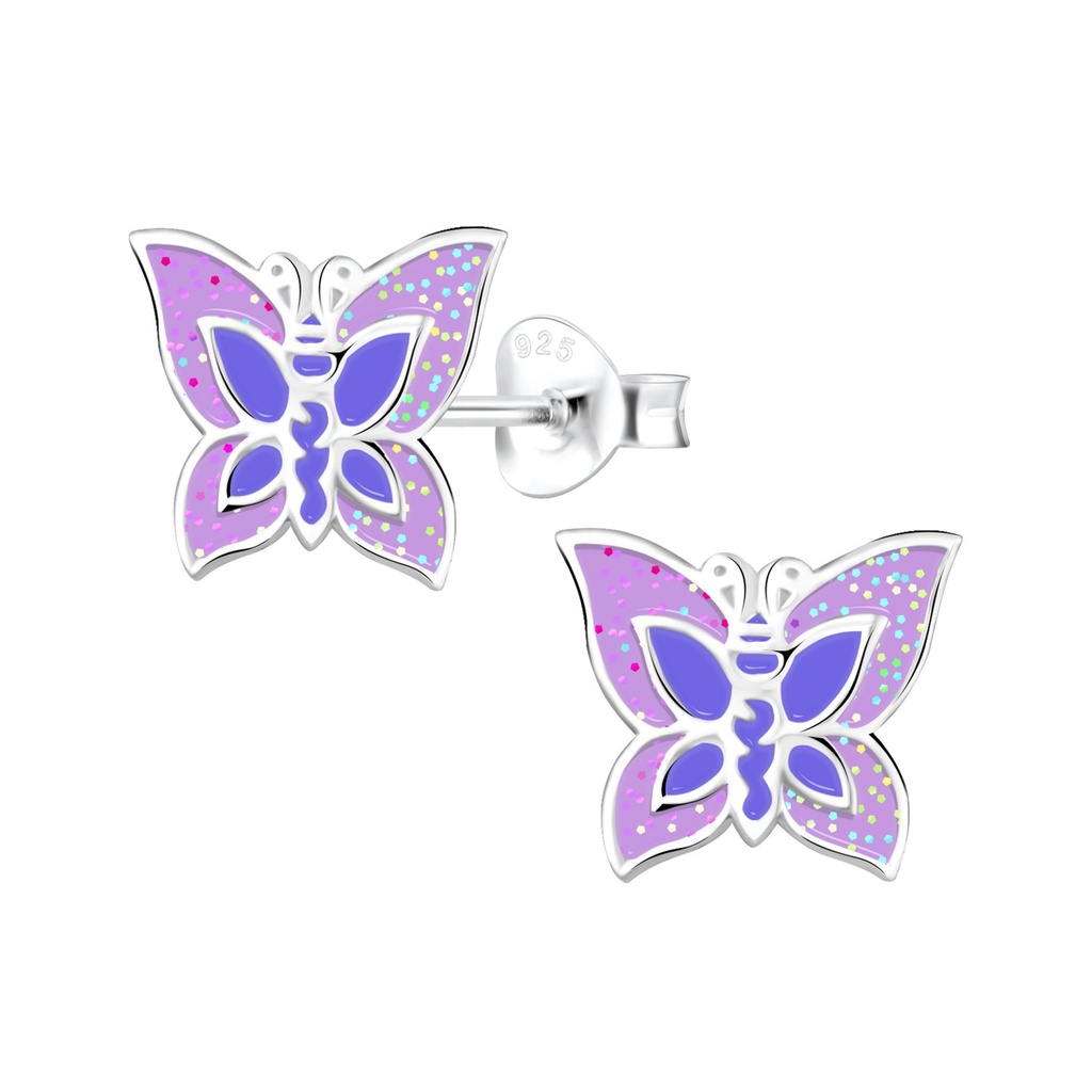 Puces d'oreilles papillon en argent