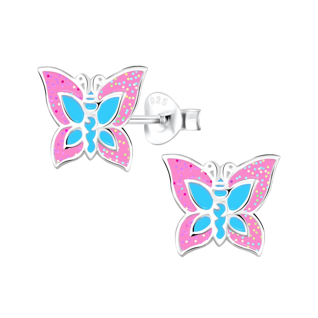 Puces d'oreilles papillon en argent
