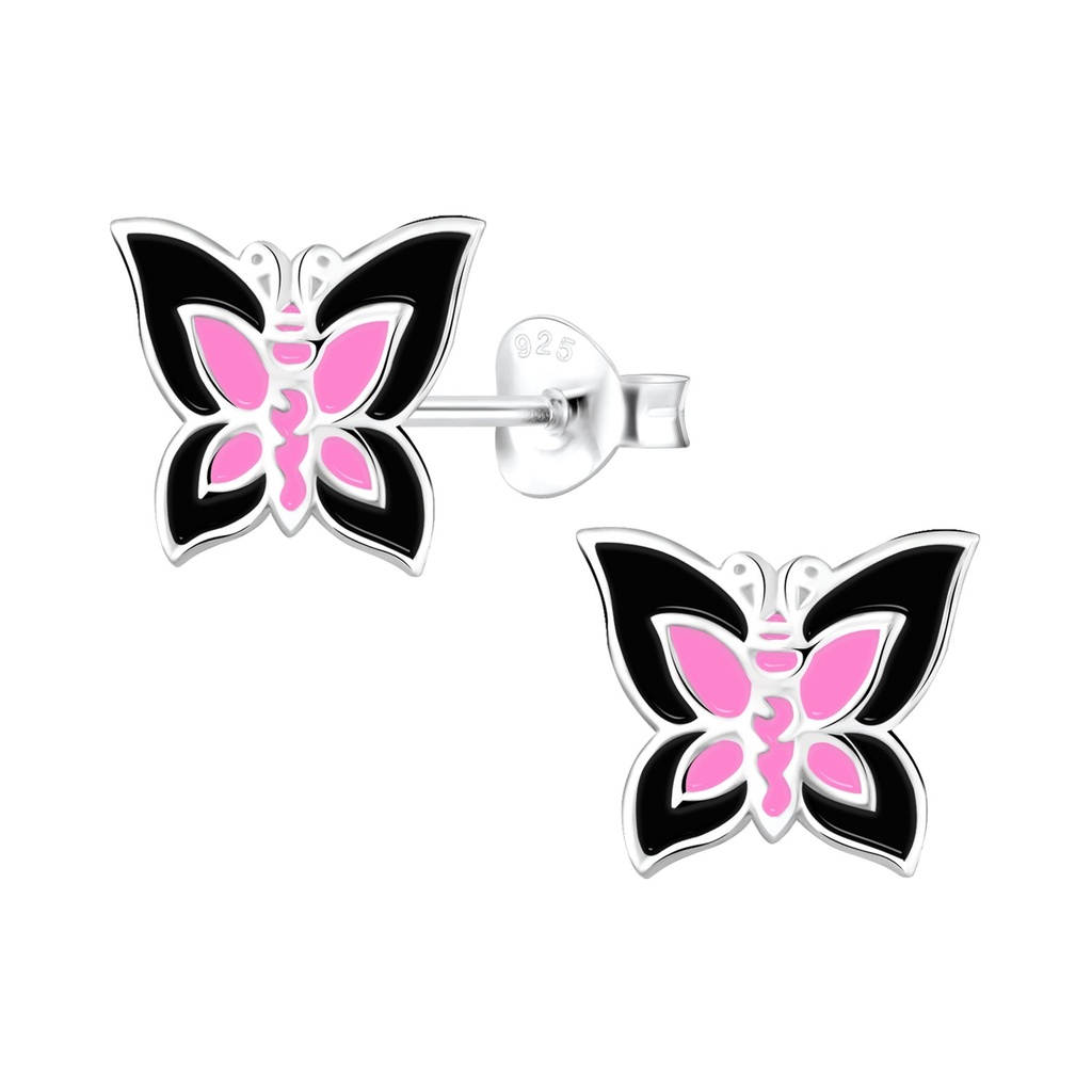Puces d'oreilles papillon en argent