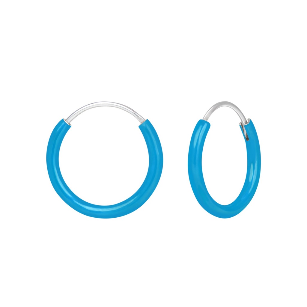 [10001085] Silver Blue Hoop Earrings