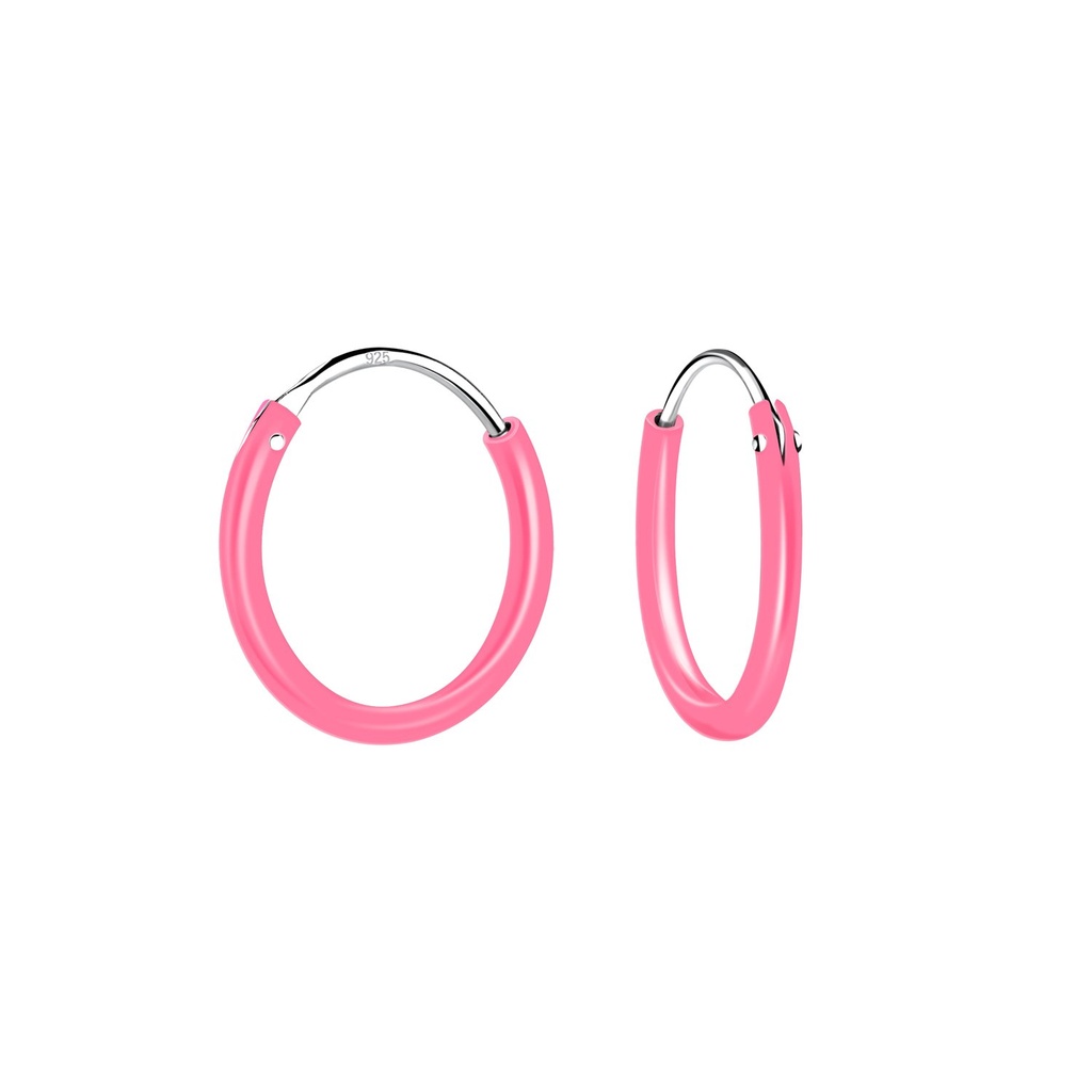 Silver Light Pink Hoop Earrings