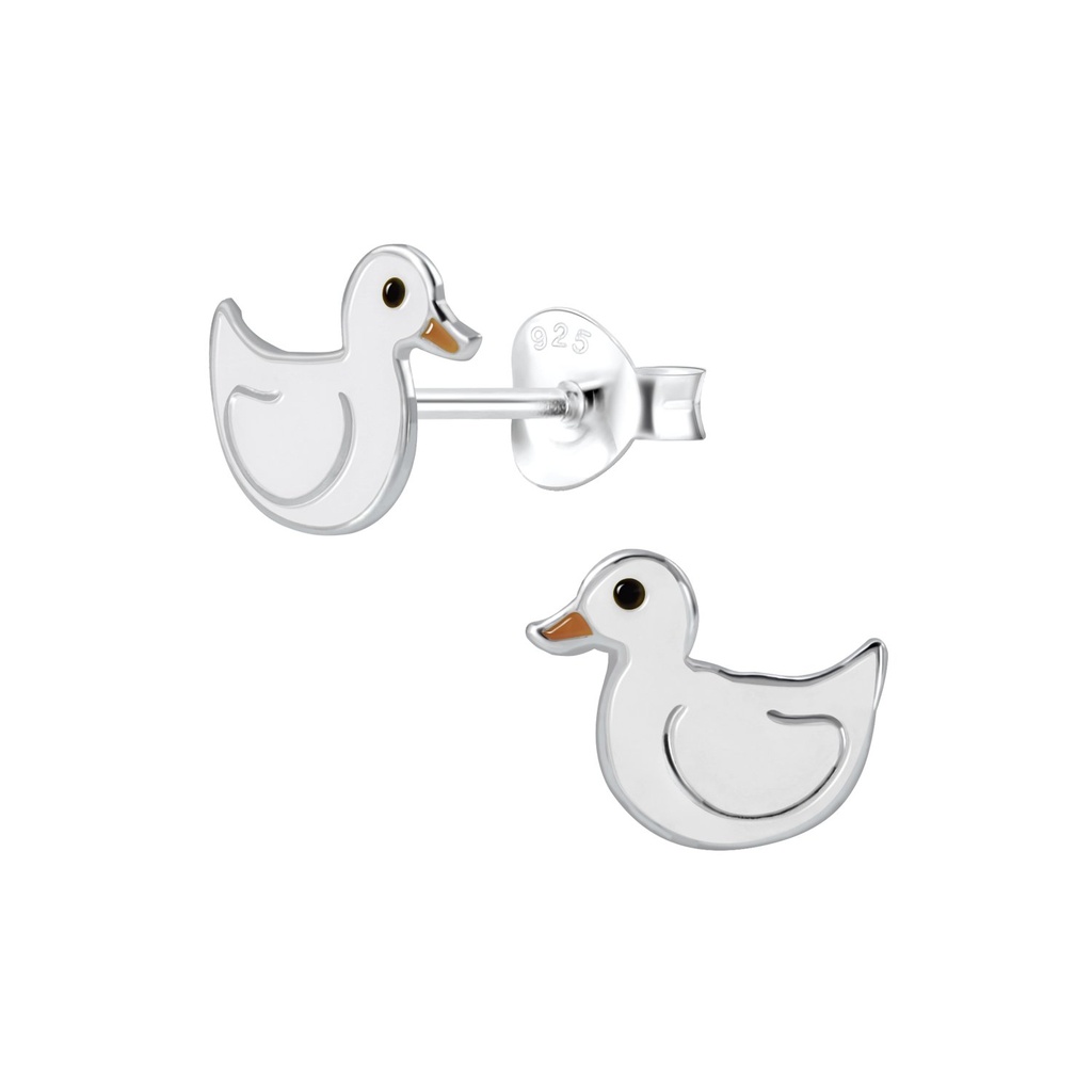 [10001080] Silver Duck Stud Earrings