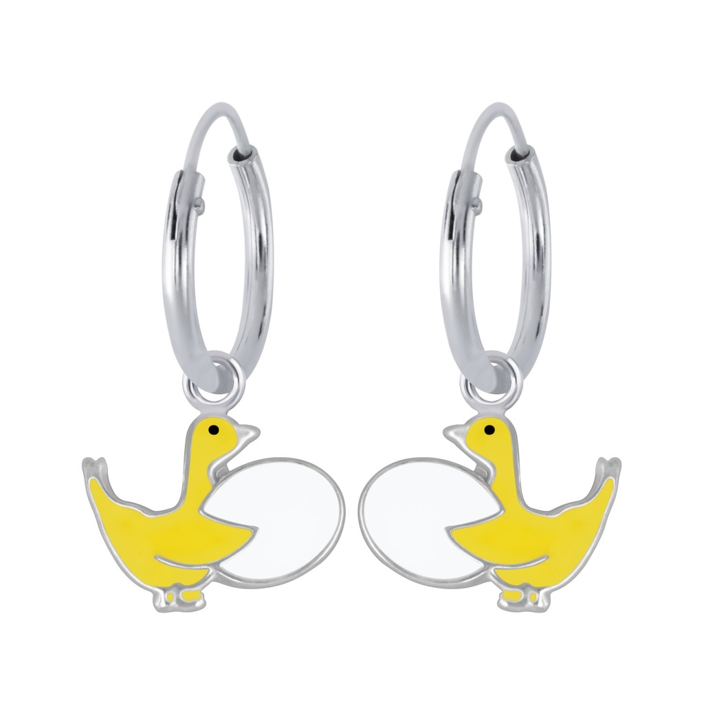[10001076] Silver Goose Hoop Earrings