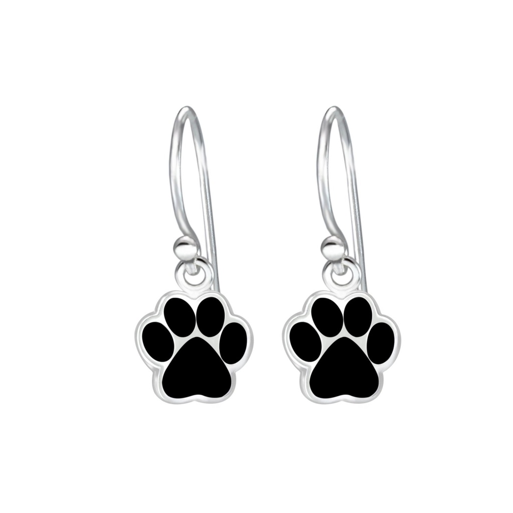 [10001071] Silver Paw Print Earrings