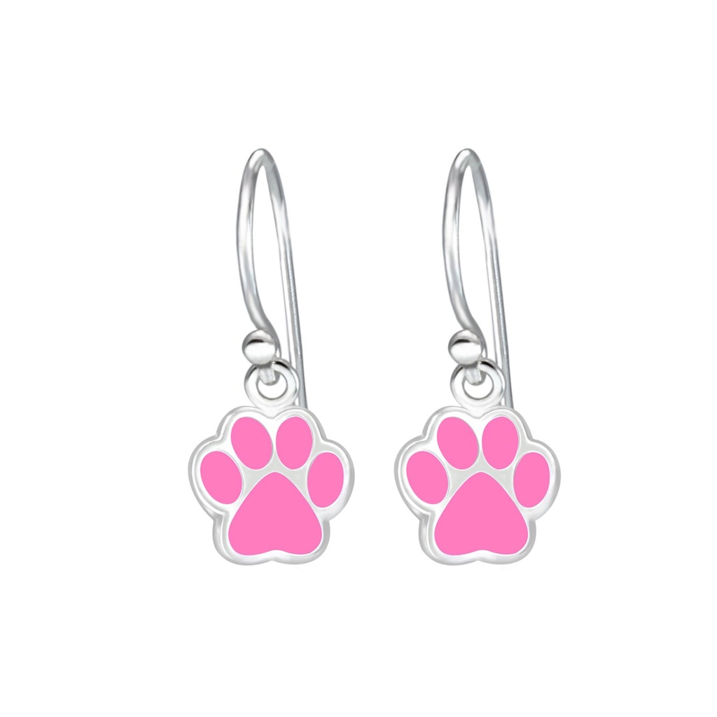 Boucles d'oreilles empreinte de patte en argent