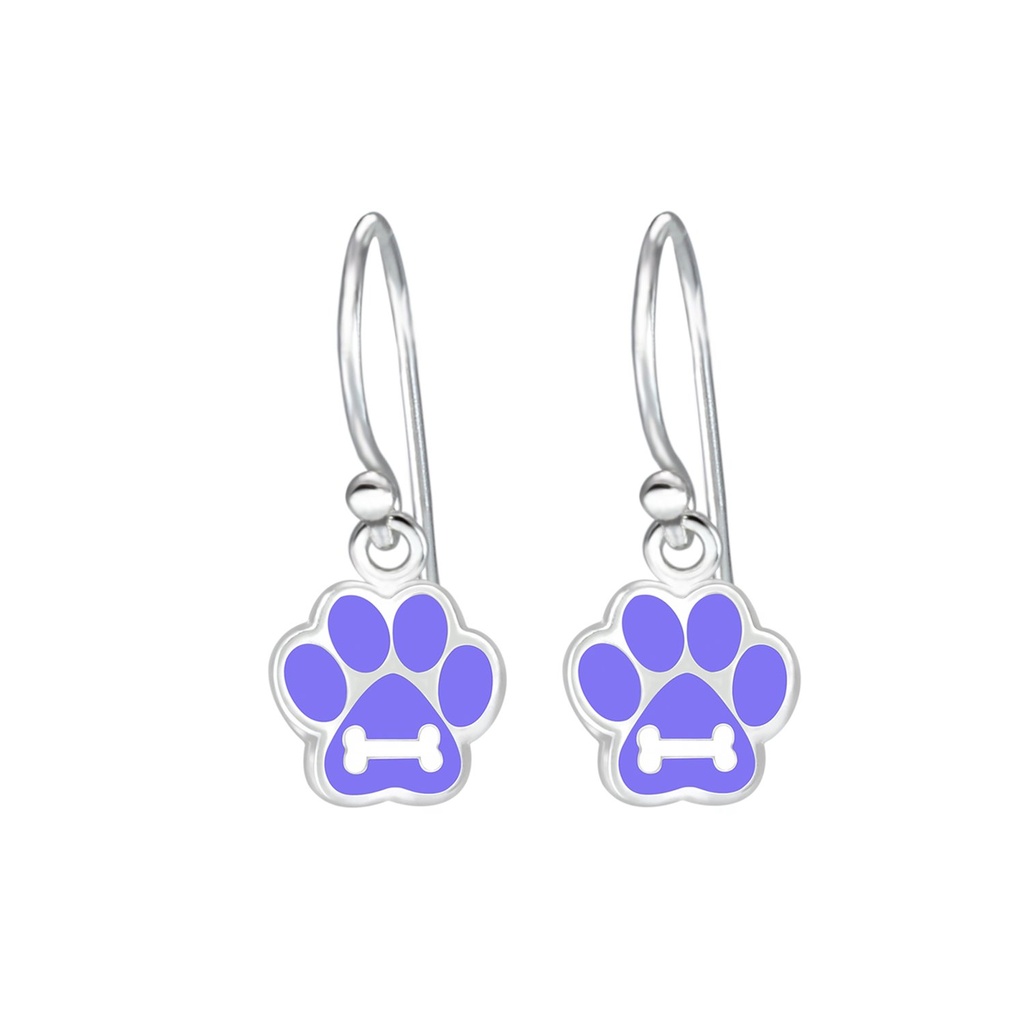 Boucles d'oreilles empreinte de patte en argent