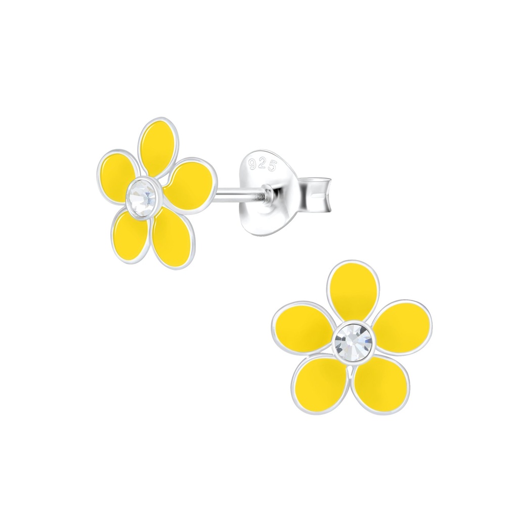 Puces d'oreilles en argent cristal fleur