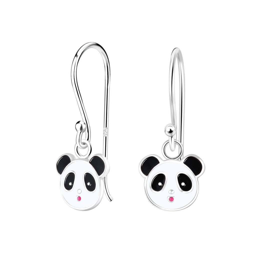 Boucles d'oreilles panda en argent