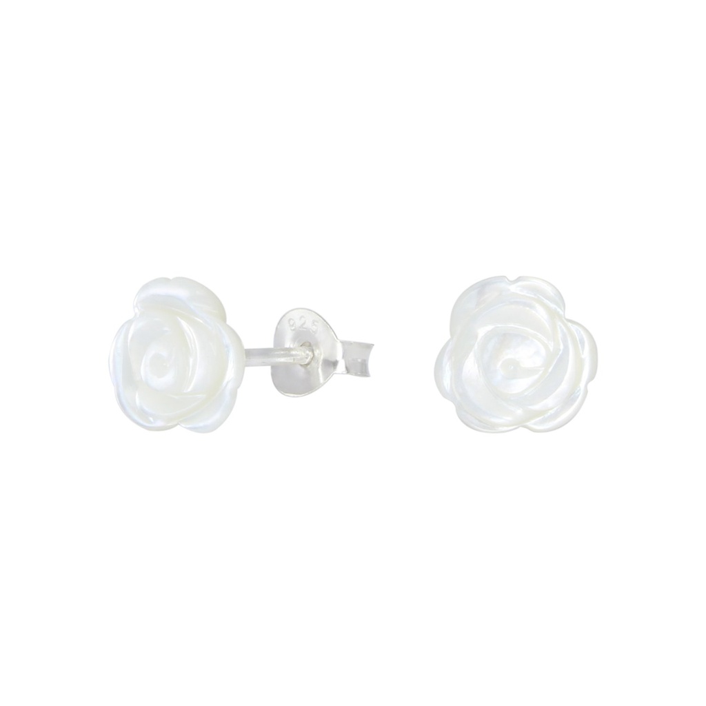 [10001052] Rose Shell Silver Stud Earrings