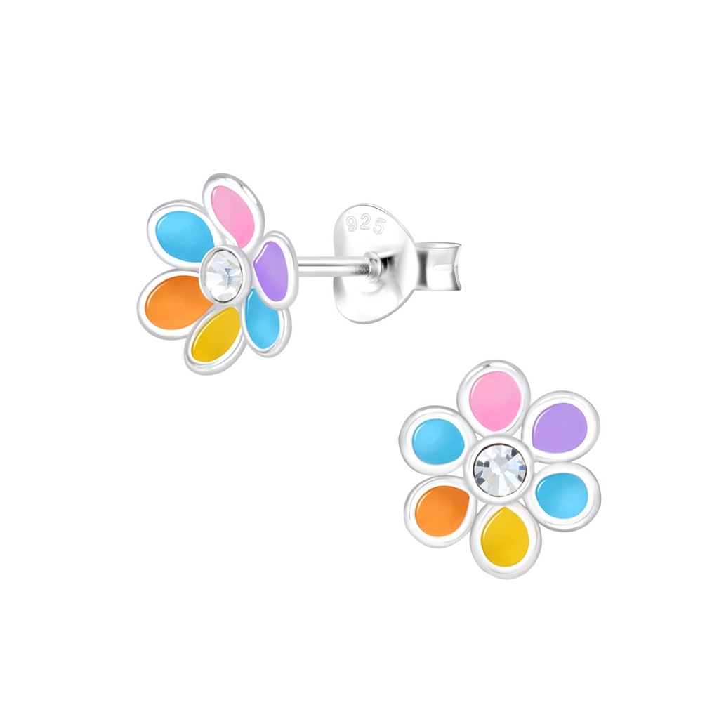 Puces d'oreilles fleur en argent