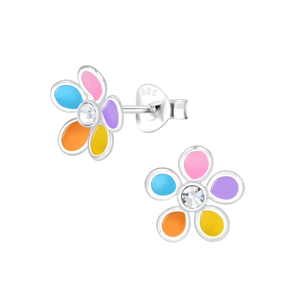 Puces d'oreilles fleur en argent