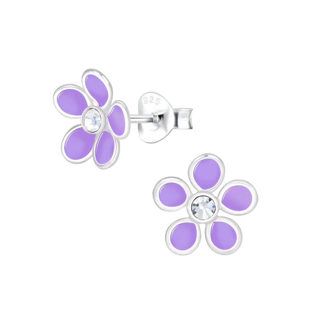 Puces d'oreilles fleur en argent