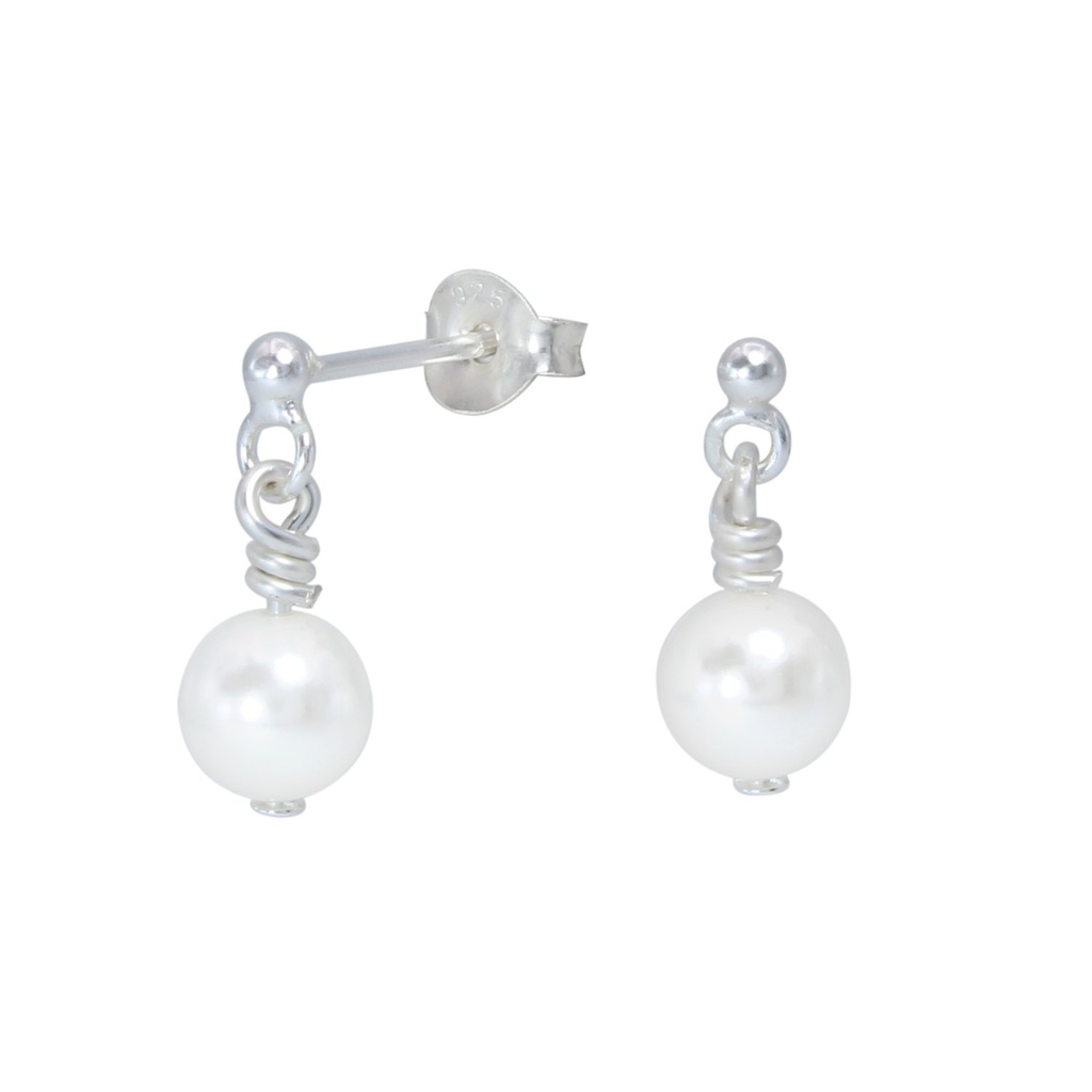 [10001035] Puces d'oreilles en argent avec perle pendante