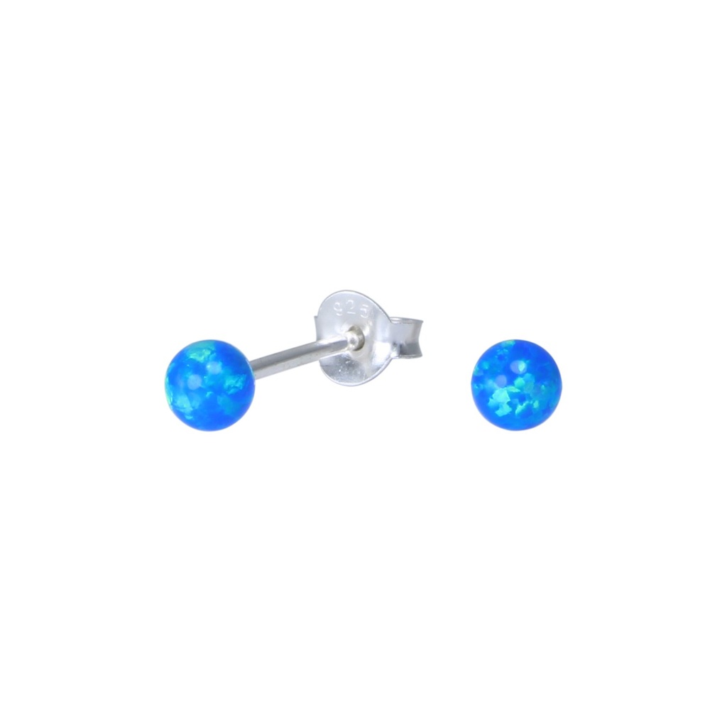 [10001031] Puces d'oreilles opale en argent 4 mm (Dark Blue)