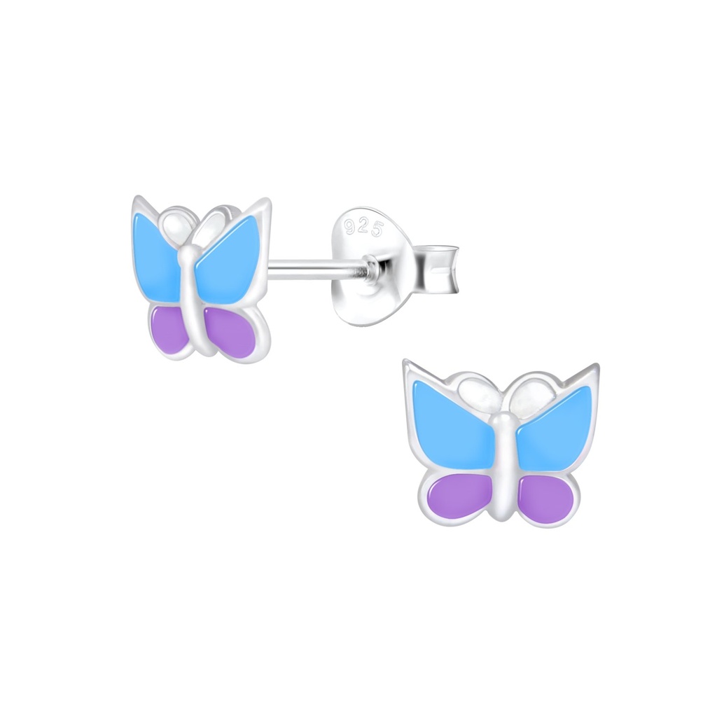 Puces d'oreilles papillon en argent
