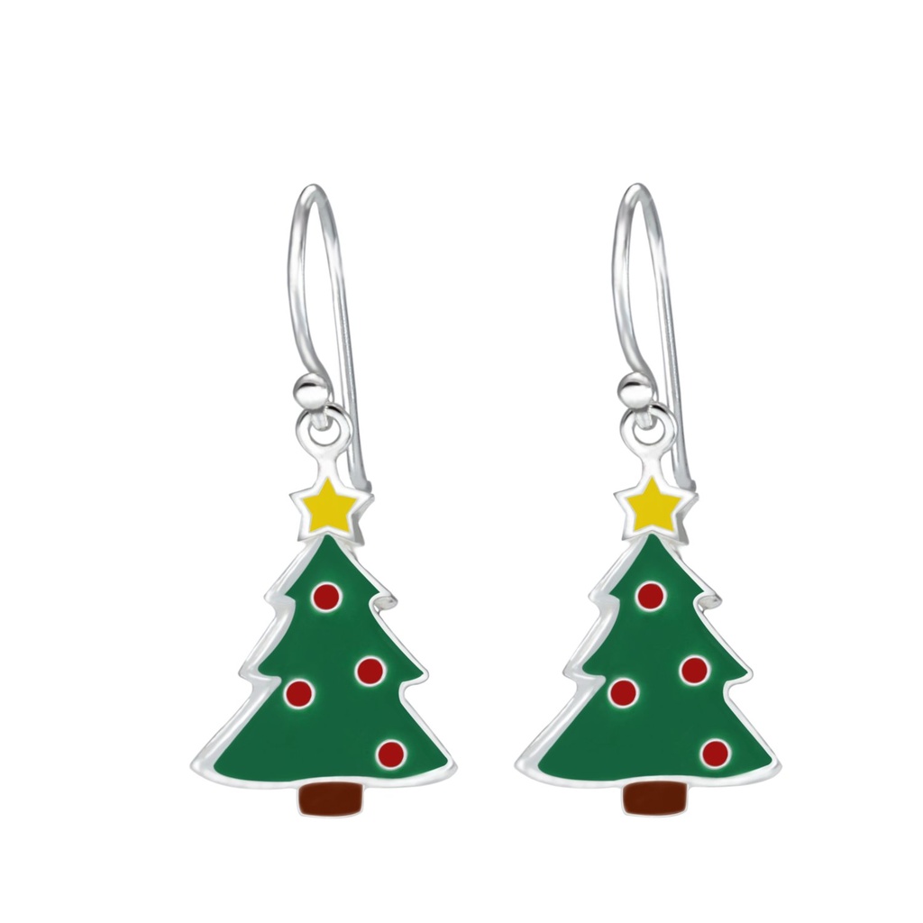 Boucles d'oreilles sapin de Noël en argent