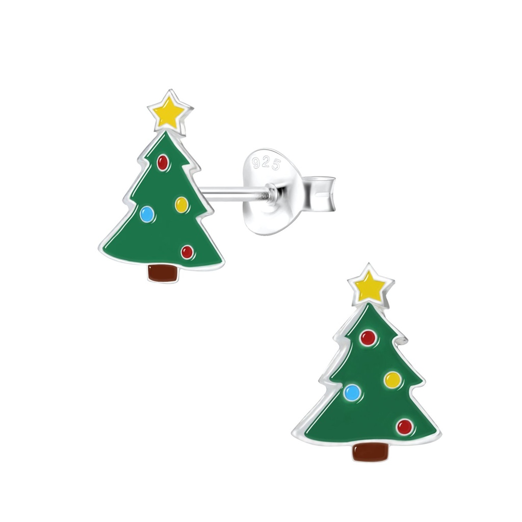 [10000969] Silver Christmas Tree Stud Earrings
