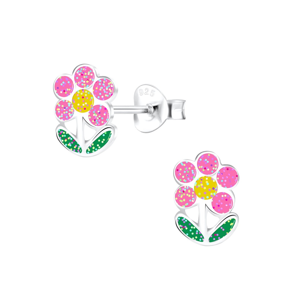 Puces d'oreilles fleur en argent