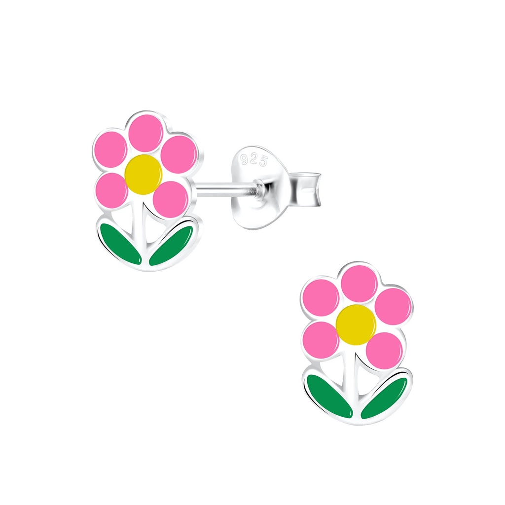Puces d'oreilles fleur en argent