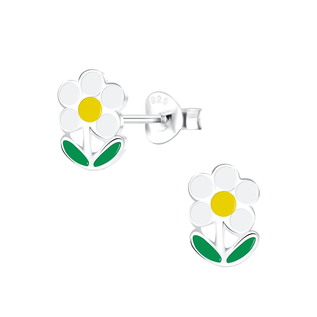 Puces d'oreilles fleur en argent