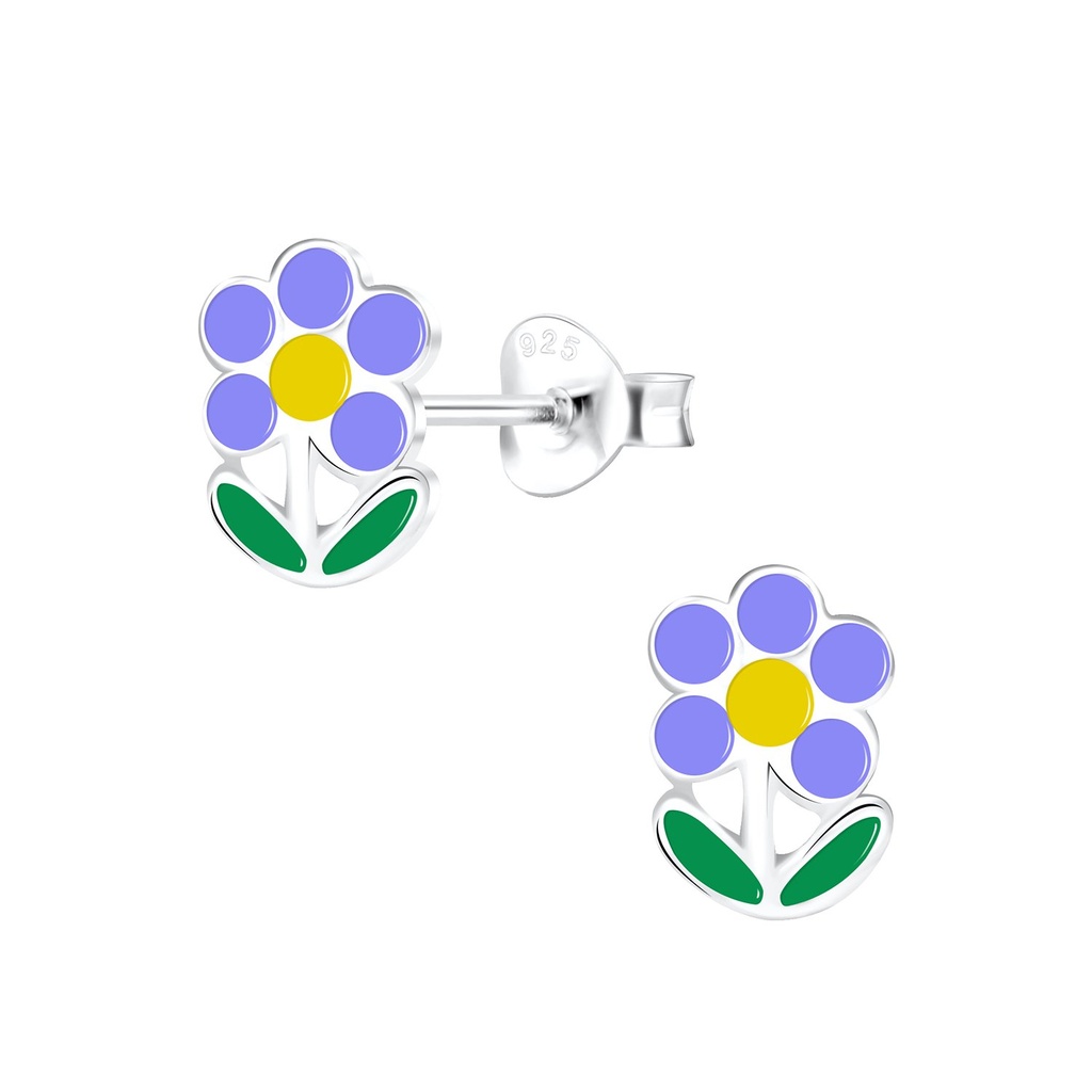Puces d'oreilles fleur en argent