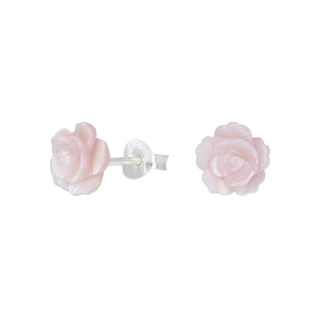 [10000949] Rose Shell Silver Stud Earrings