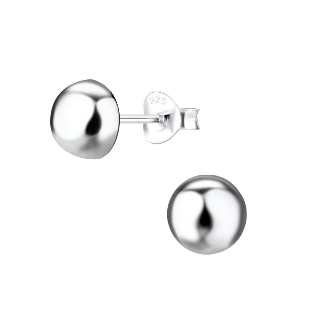 7mm Silver Half Ball Stud Earrings