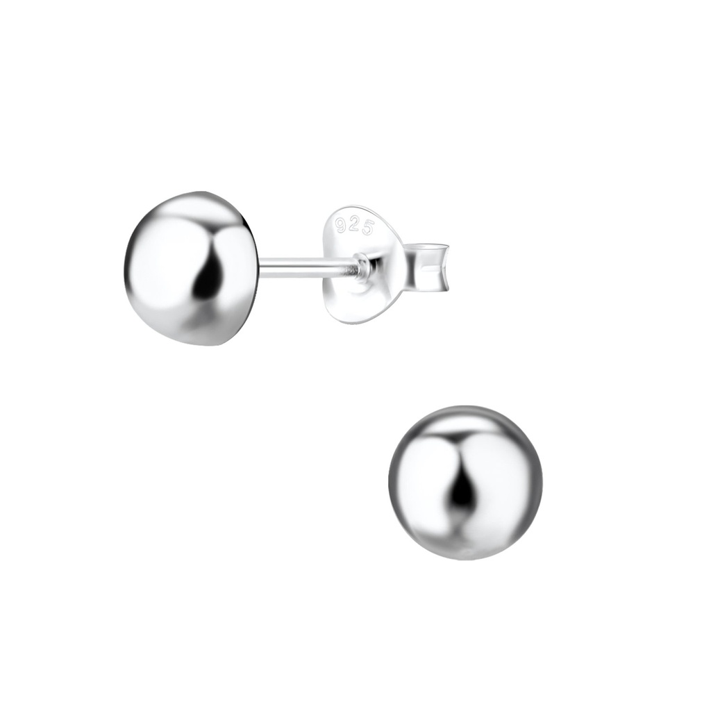 6mm Silver Half Ball Stud Earrings