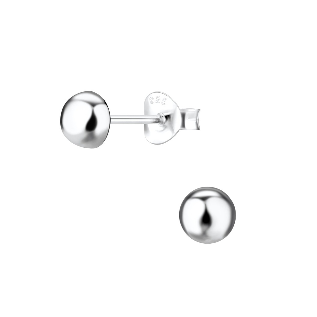 Puces d'oreilles demi-boule en argent 5 mm