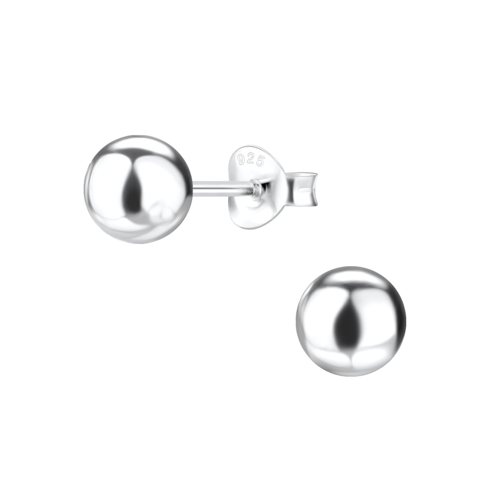 Puces d'oreilles boule en argent 6 mm
