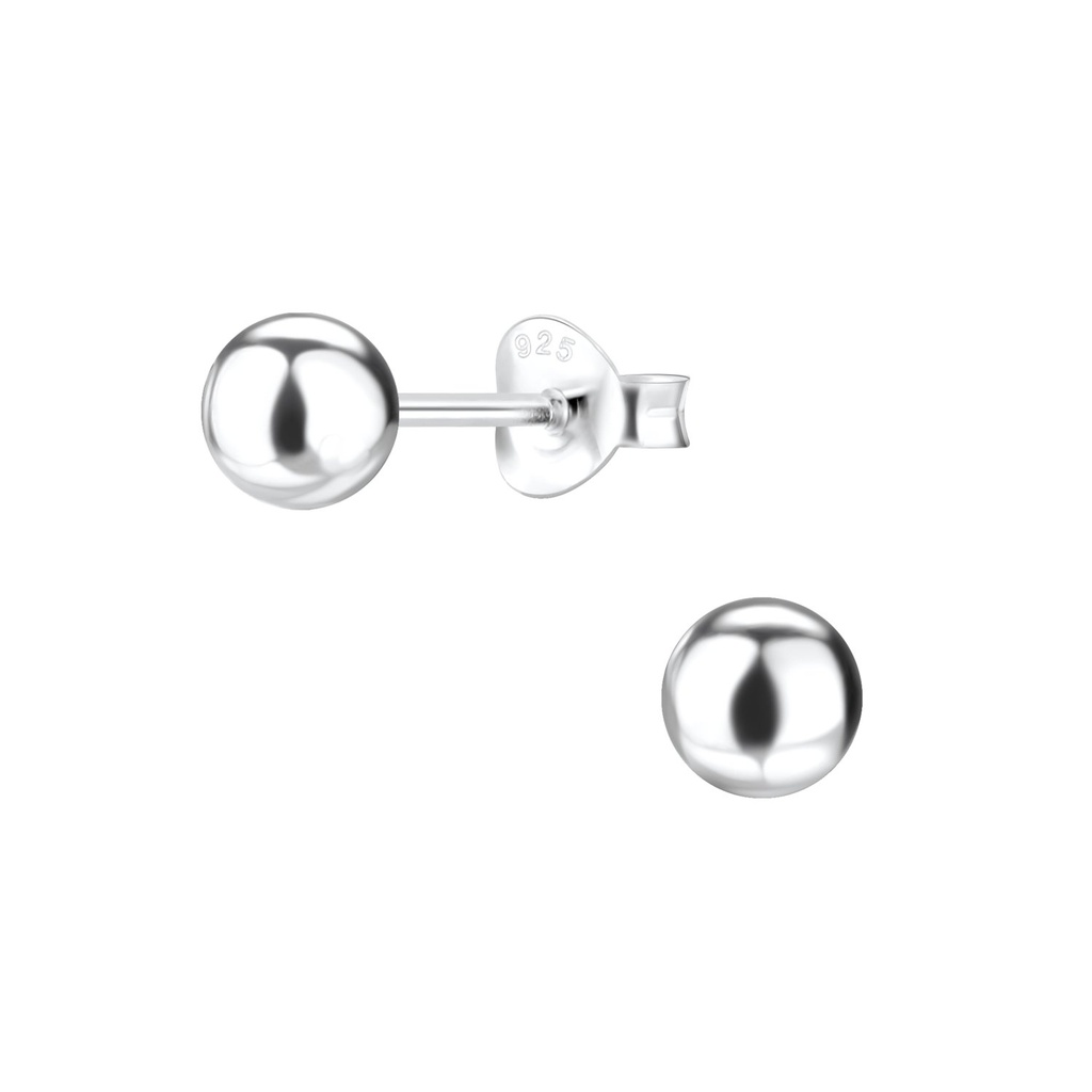 Puces d'oreilles boule en argent 5 mm